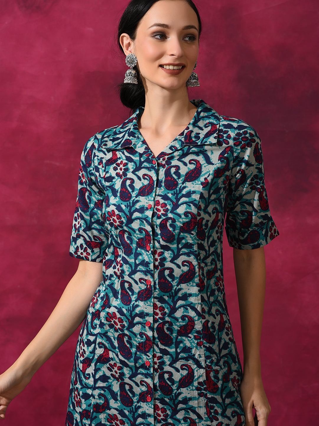 Cream Printed Cotton Kurta Set