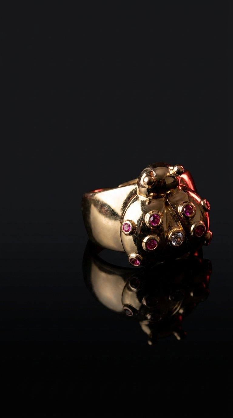 Lucky Ladybug Charm Ring