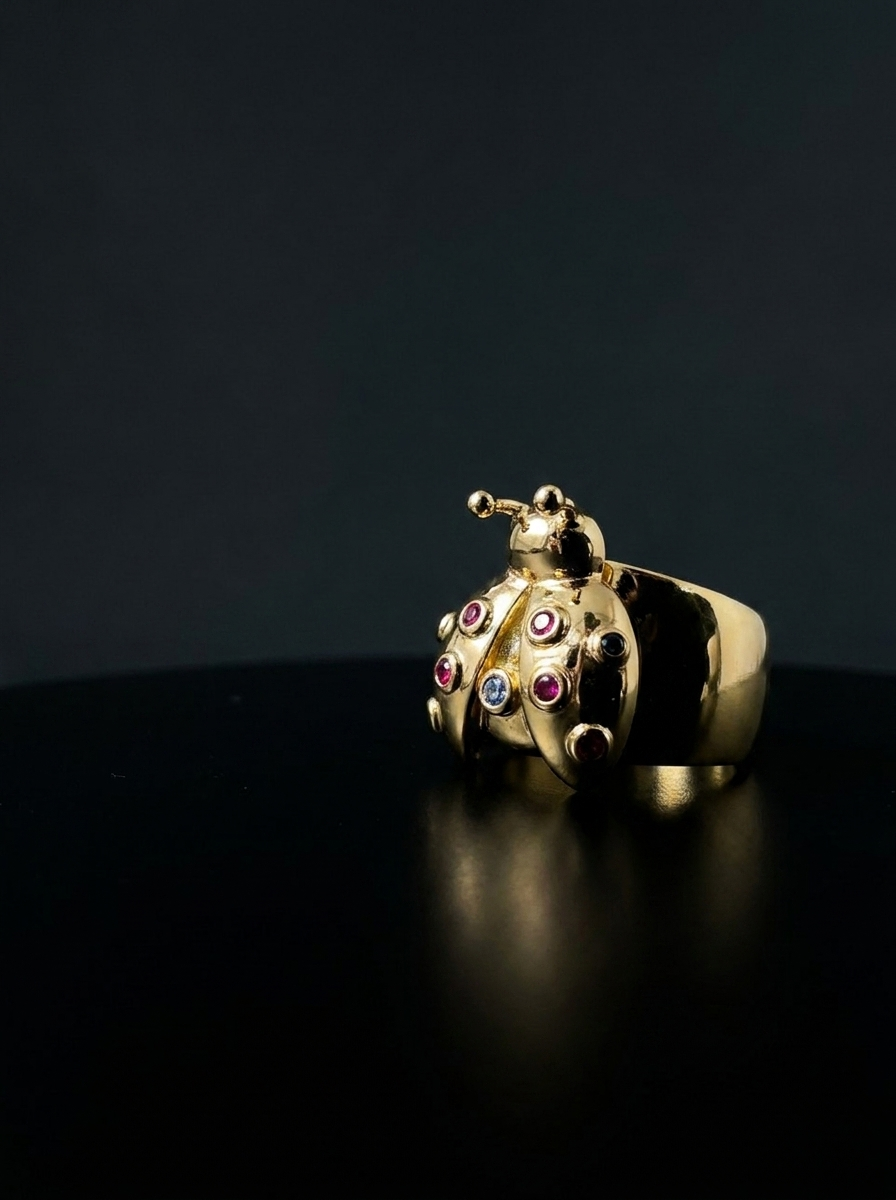Lucky Ladybug Charm Ring