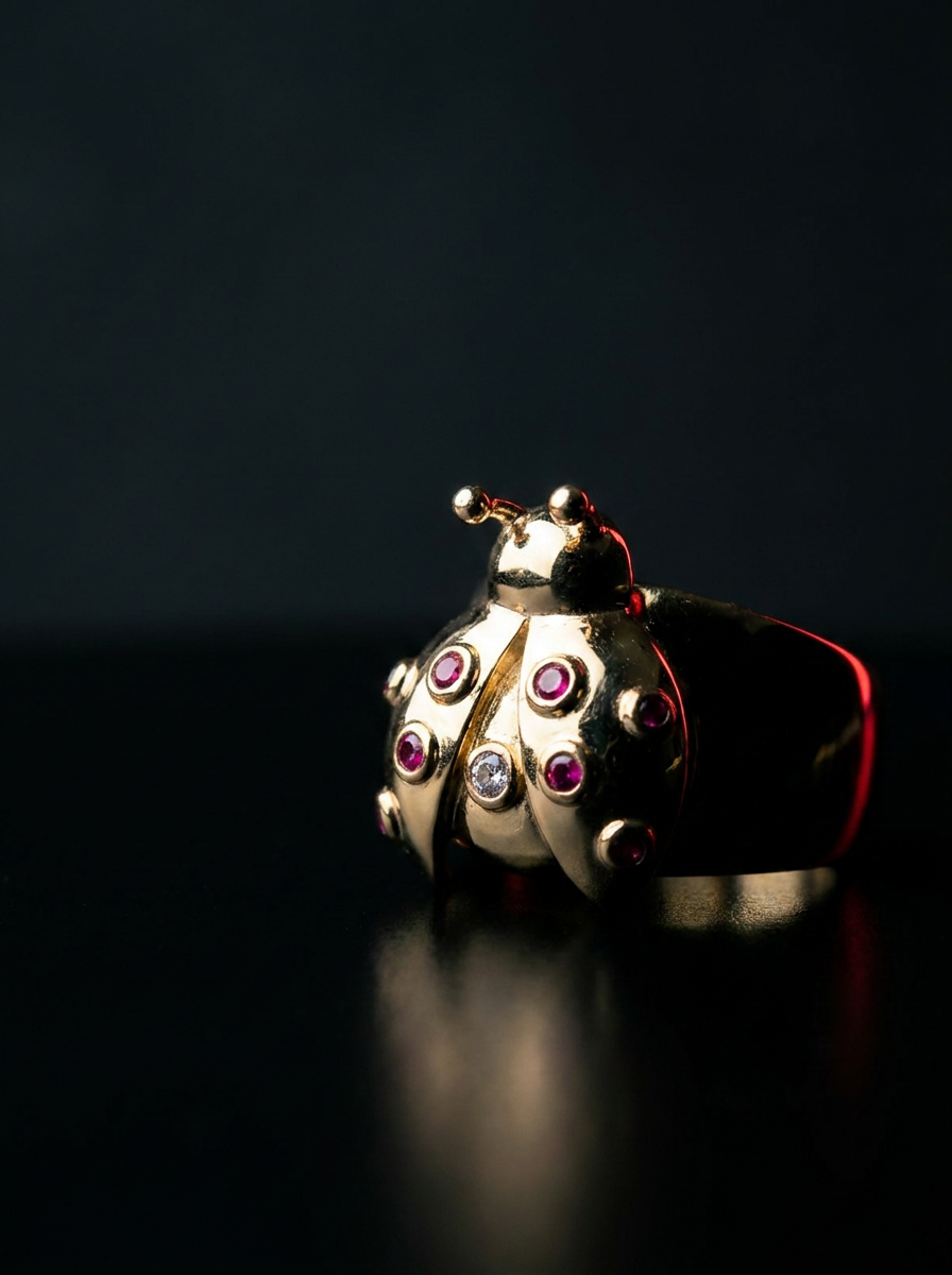 Lucky Ladybug Charm Ring