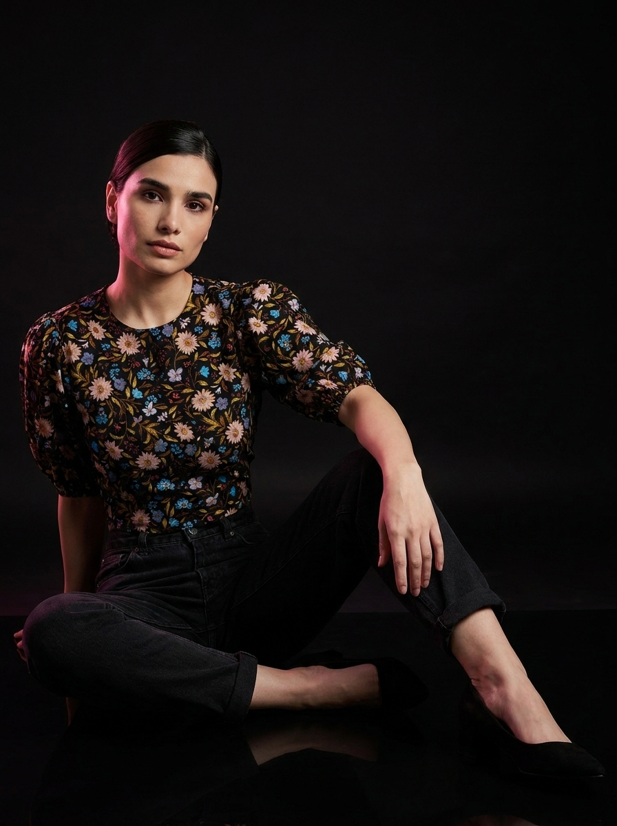 Black garden - AI model sitting