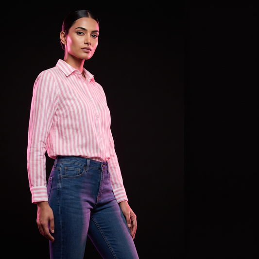 Blush Candy Stripe - AI model standing