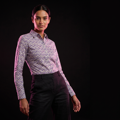 Lavender Chevron - AI model standing