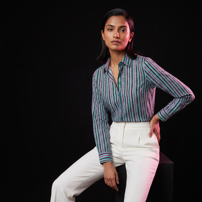 Twilight Jewel Stripe - AI model sitting