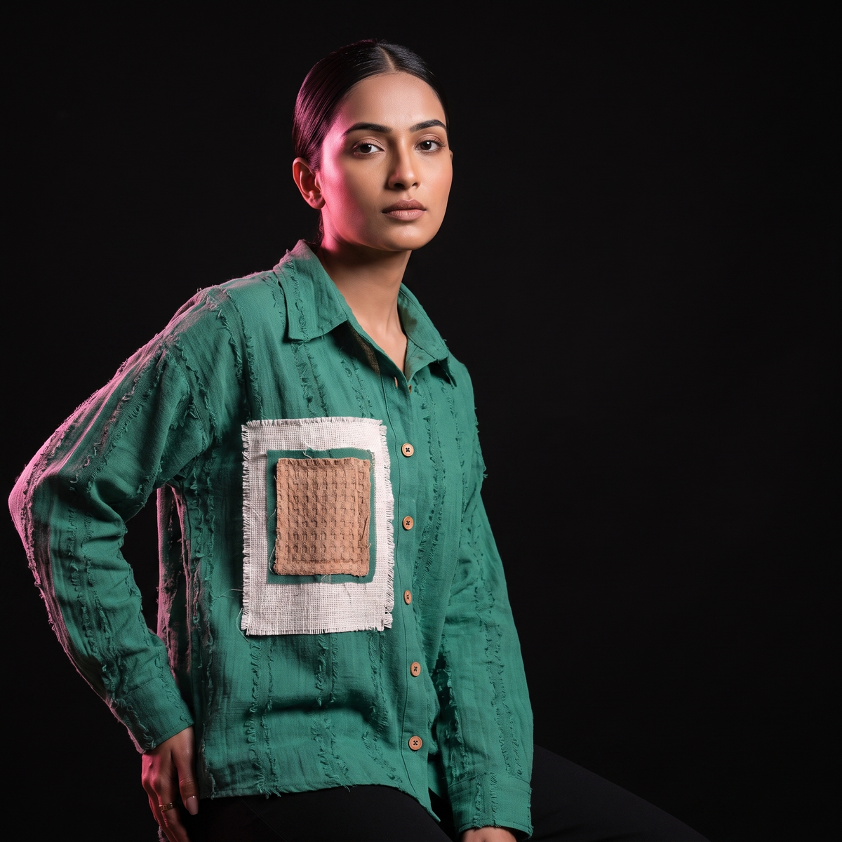 Waffle Green - AI model sitting