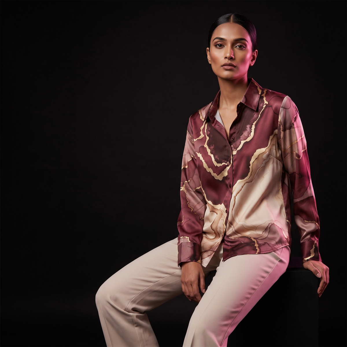 Burgundy Agate - AI model sitting