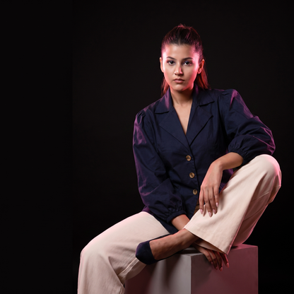 Midnight Blue - AI model sitting