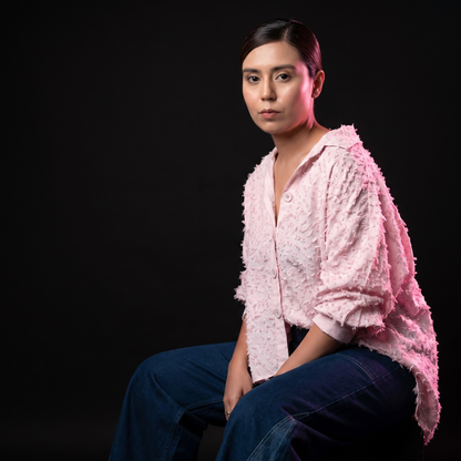 Pink Texture - AI model sitting