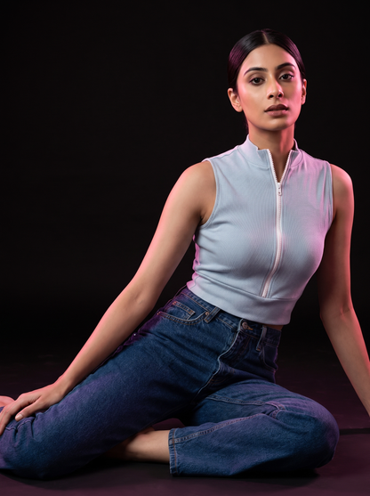 Cool blue AI sitting
